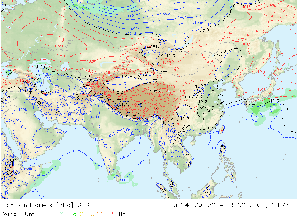 High wind areas GFS Tu 24.09.2024 15 UTC