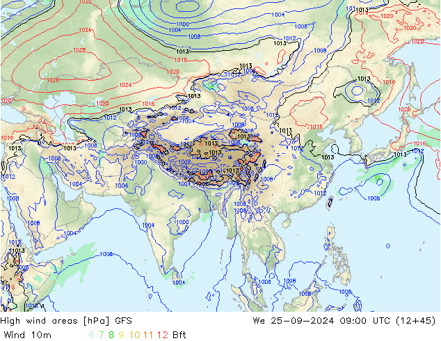 High wind areas GFS We 25.09.2024 09 UTC