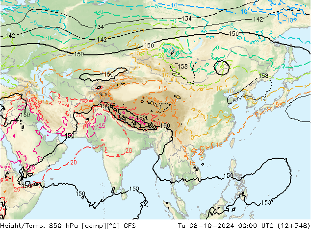 Z500/Yağmur (+YB)/Z850 GFS Sa 08.10.2024 00 UTC