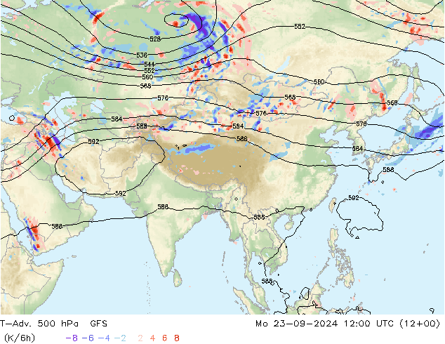 T-Adv. 500 hPa GFS Mo 23.09.2024 12 UTC