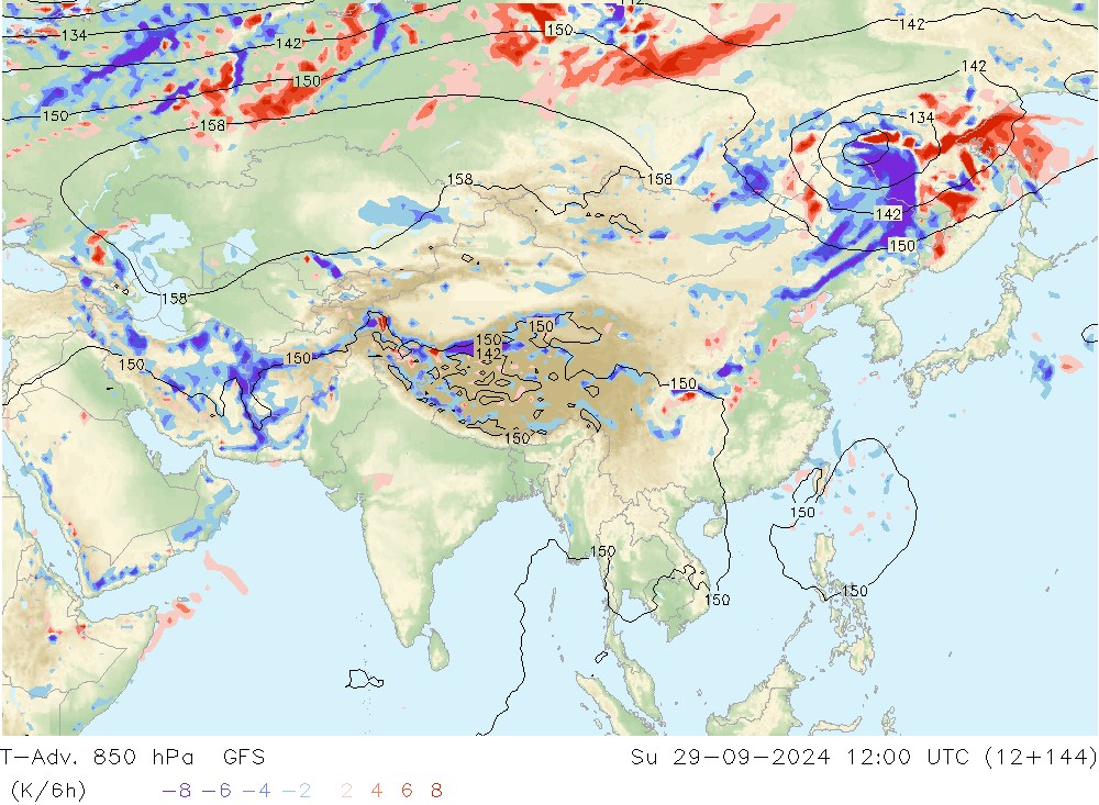 T-Adv. 850 hPa GFS  29.09.2024 12 UTC