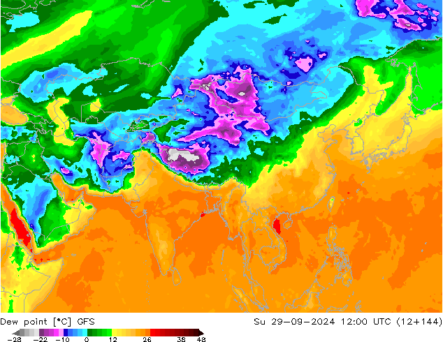 Dew point GFS Su 29.09.2024 12 UTC