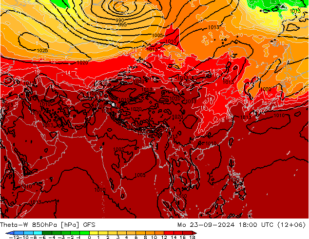 Theta-W 850hPa GFS lun 23.09.2024 18 UTC