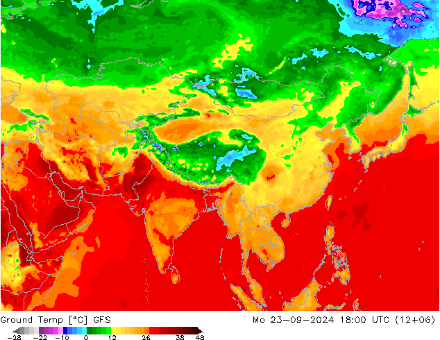 Temp. al suolo GFS lun 23.09.2024 18 UTC