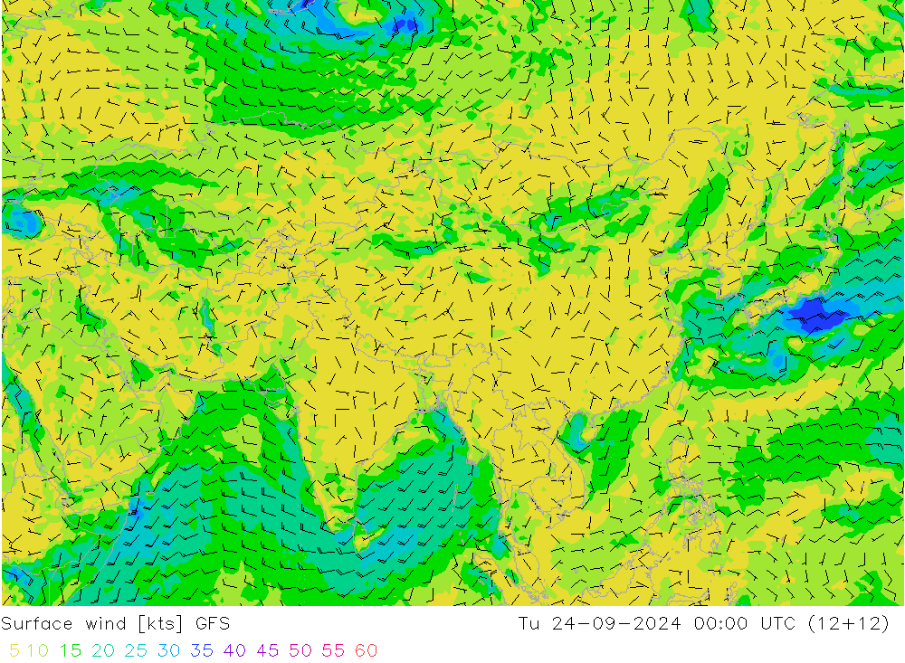 Surface wind GFS Tu 24.09.2024 00 UTC