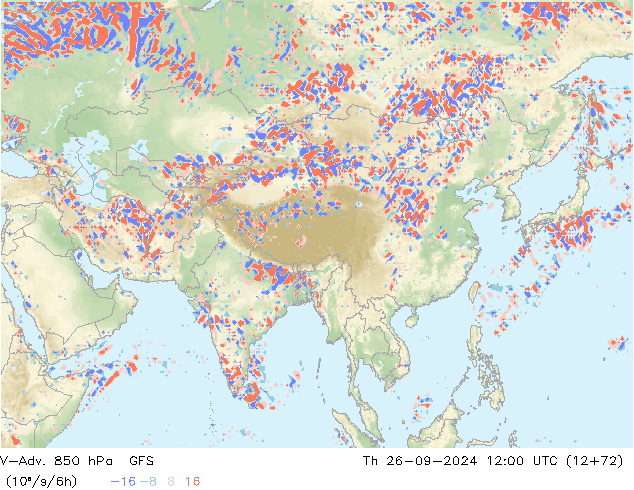 V-Adv. 850 hPa GFS Čt 26.09.2024 12 UTC