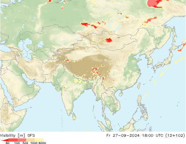 Visibility GFS Fr 27.09.2024 18 UTC