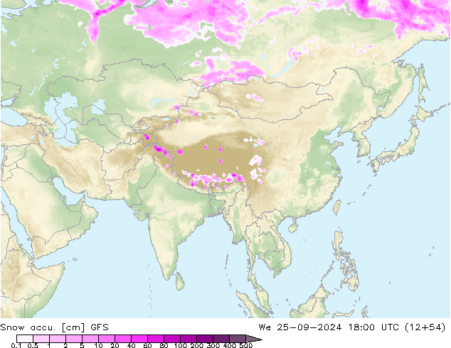 Snow accu. GFS Qua 25.09.2024 18 UTC