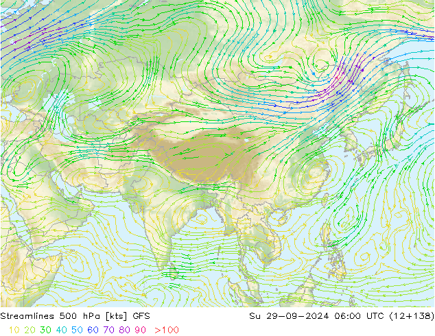 Streamlines 500 hPa GFS Ne 29.09.2024 06 UTC