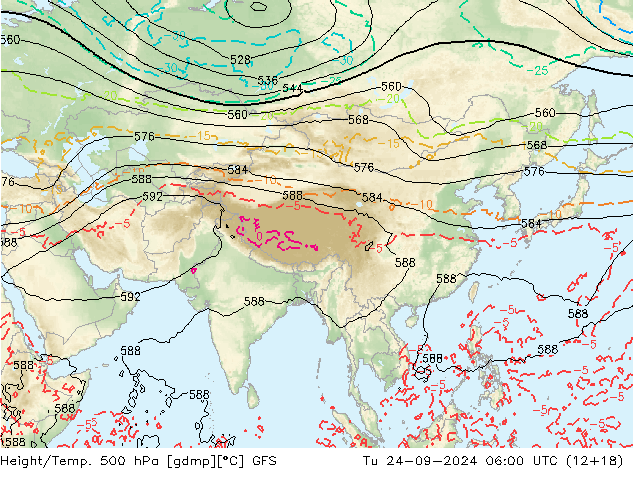 Height/Temp. 500 hPa GFS  24.09.2024 06 UTC