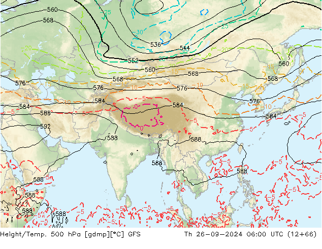 Z500/Rain (+SLP)/Z850 GFS jeu 26.09.2024 06 UTC