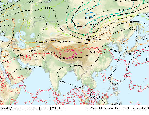 Z500/Rain (+SLP)/Z850 GFS sáb 28.09.2024 12 UTC