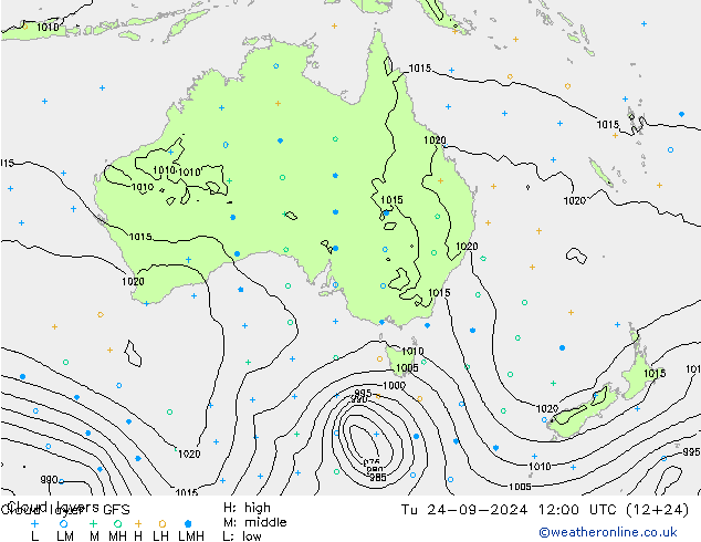 Wolkenlagen GFS di 24.09.2024 12 UTC