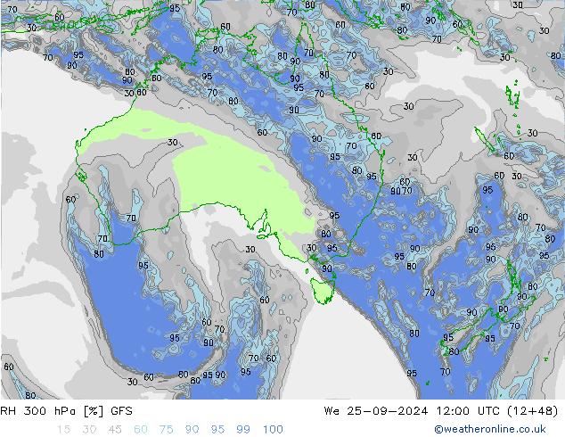 RH 300 hPa GFS St 25.09.2024 12 UTC