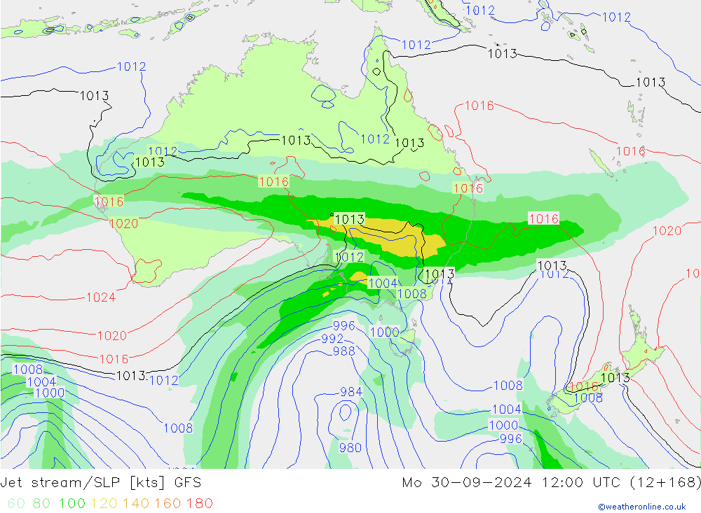 Jet stream GFS Seg 30.09.2024 12 UTC