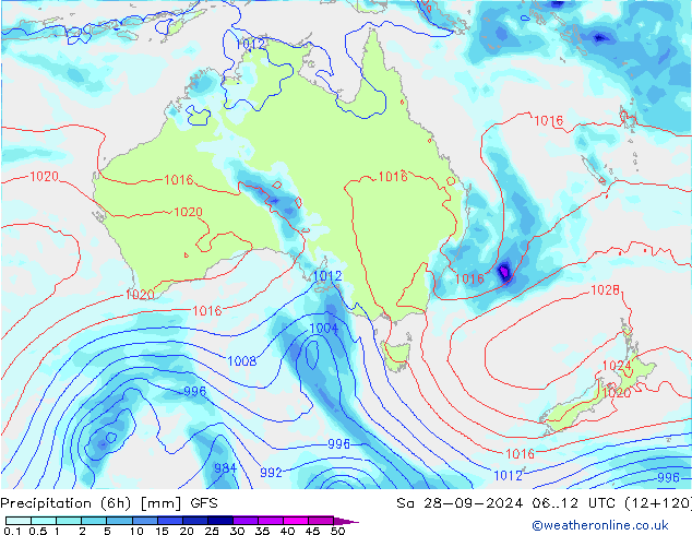 Z500/Rain (+SLP)/Z850 GFS sáb 28.09.2024 12 UTC