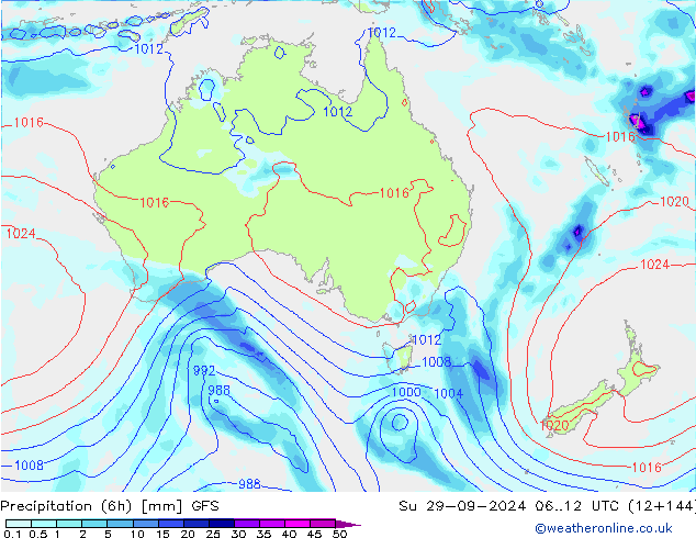 Precipitation (6h) GFS Ne 29.09.2024 12 UTC