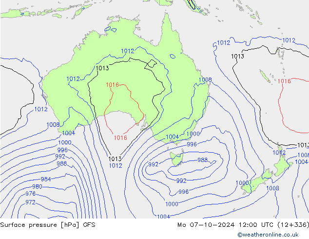 Surface pressure GFS Mo 07.10.2024 12 UTC