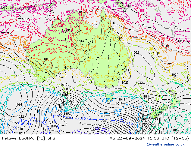 Theta-e 850hPa GFS Pzt 23.09.2024 15 UTC