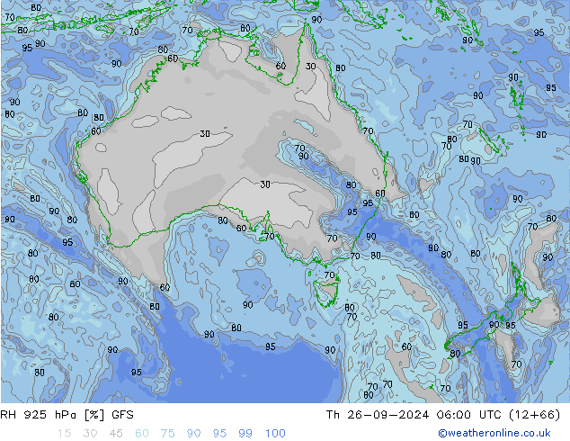 RH 925 hPa GFS September 2024