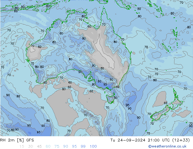 RH 2m GFS Tu 24.09.2024 21 UTC