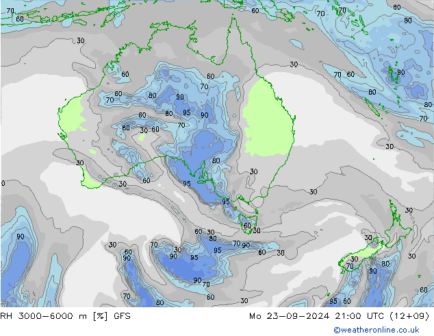 RH 3000-6000 m GFS Mo 23.09.2024 21 UTC