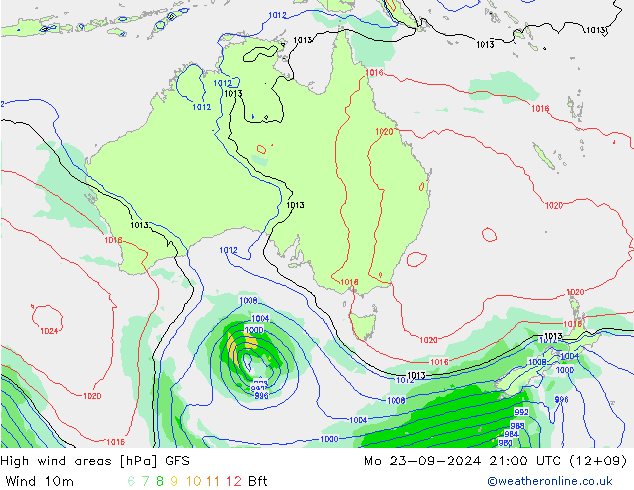 Windvelden GFS ma 23.09.2024 21 UTC