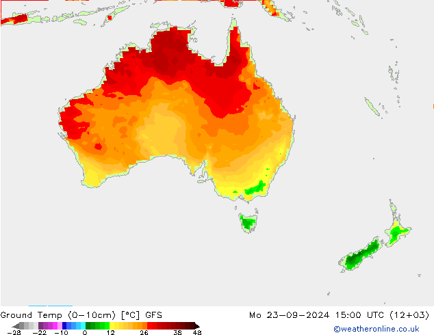 temp. mín./solo (0-10cm) GFS Seg 23.09.2024 15 UTC