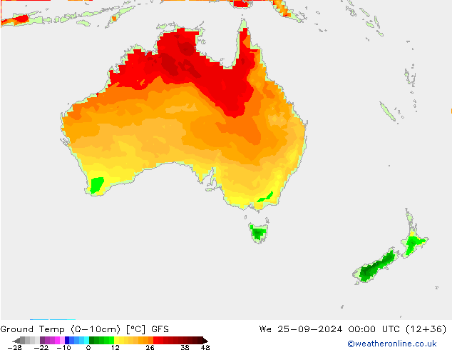 Ground Temp (0-10cm) GFS We 25.09.2024 00 UTC