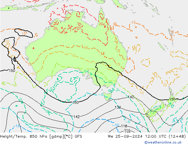 Z500/Regen(+SLP)/Z850 GFS wo 25.09.2024 12 UTC