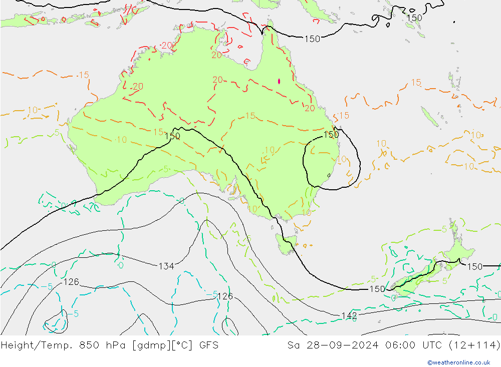 Height/Temp. 850 hPa GFS Sa 28.09.2024 06 UTC