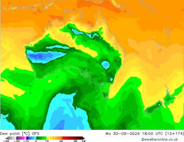 Taupunkt GFS Mo 30.09.2024 18 UTC