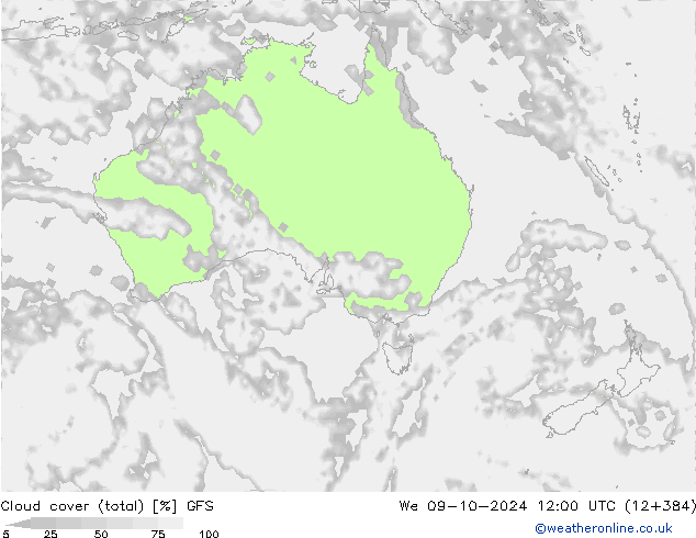 Bewolking (Totaal) GFS wo 09.10.2024 12 UTC