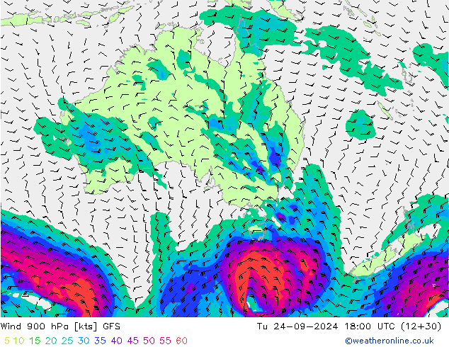 Rüzgar 900 hPa GFS Sa 24.09.2024 18 UTC