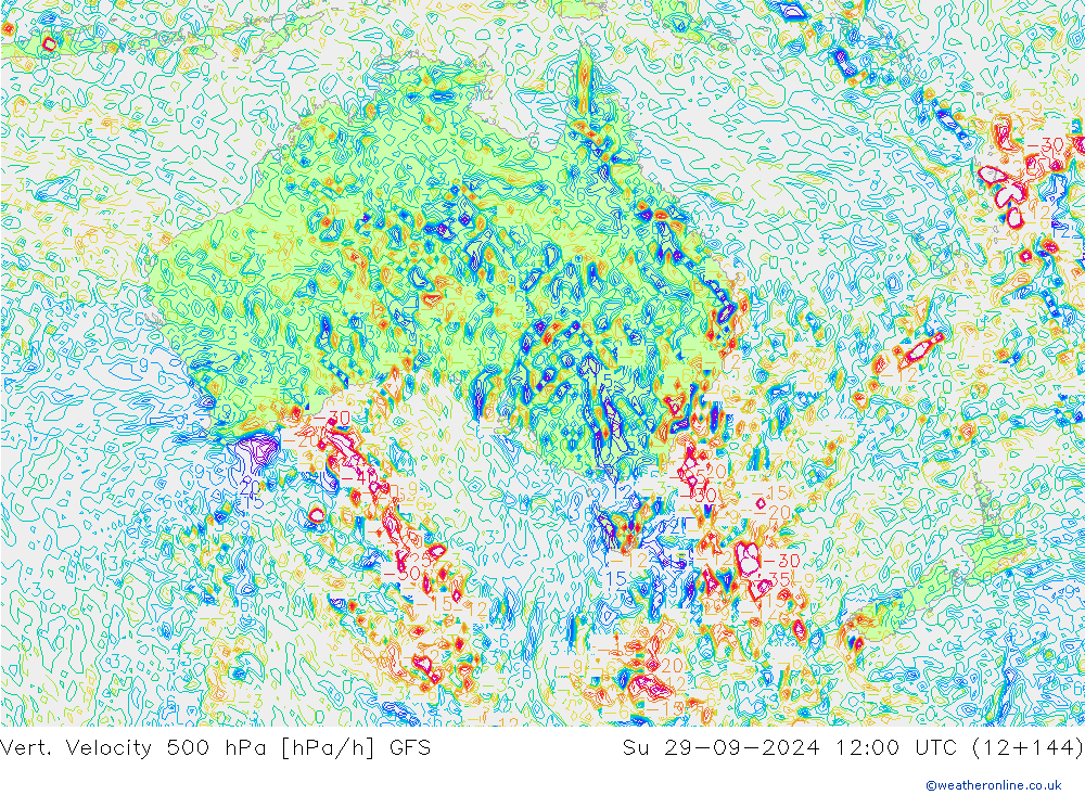 Vert. Velocity 500 hPa GFS dom 29.09.2024 12 UTC