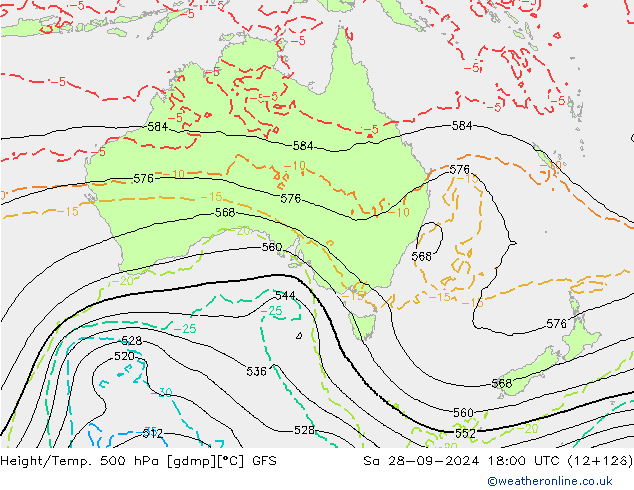 Z500/Rain (+SLP)/Z850 GFS Sa 28.09.2024 18 UTC