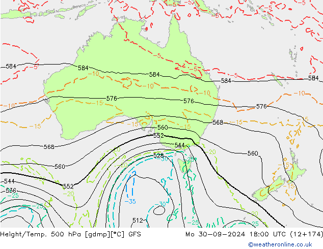 Z500/Yağmur (+YB)/Z850 GFS Pzt 30.09.2024 18 UTC