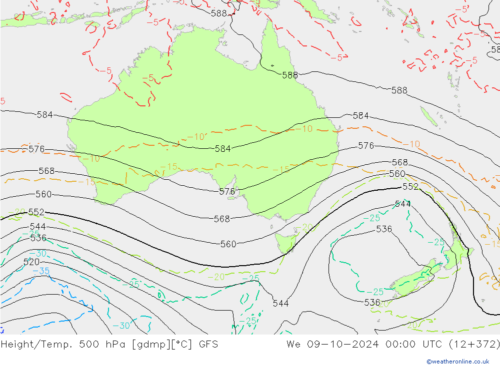 Height/Temp. 500 hPa GFS We 09.10.2024 00 UTC