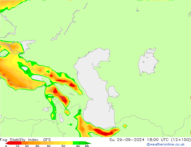 Fog Stability Index GFS Ne 29.09.2024 18 UTC