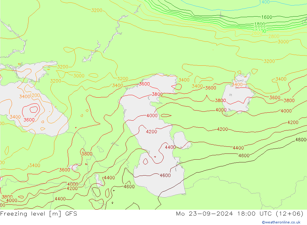 Freezing level GFS pon. 23.09.2024 18 UTC