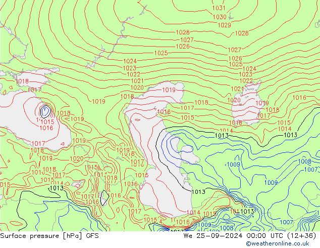 GFS: mer 25.09.2024 00 UTC