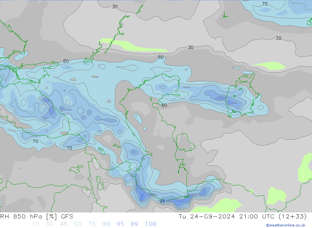 RH 850 hPa GFS Ter 24.09.2024 21 UTC