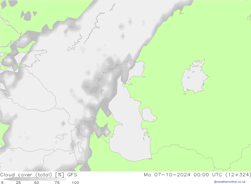 nuvens (total) GFS Seg 07.10.2024 00 UTC