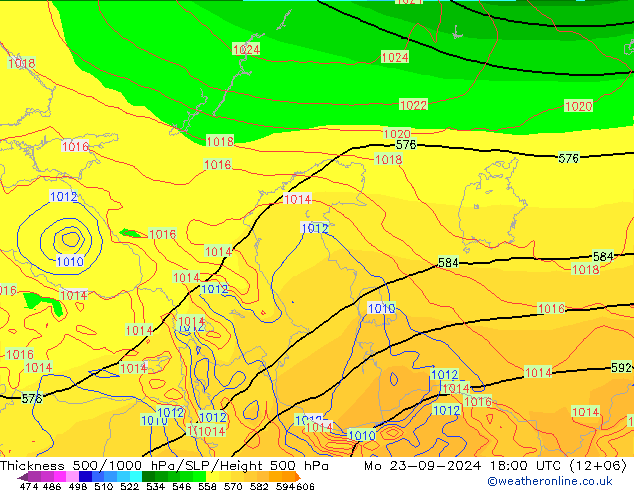 Thck 500-1000hPa GFS Mo 23.09.2024 18 UTC