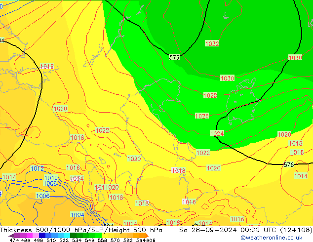 Thck 500-1000hPa GFS  28.09.2024 00 UTC