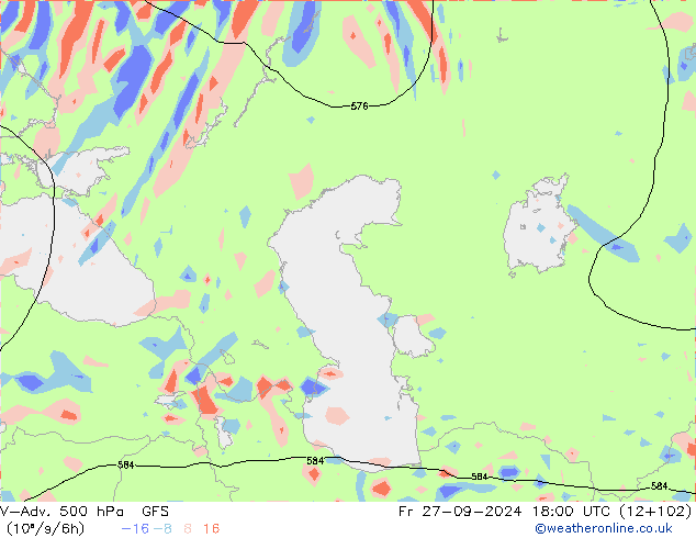 V-Adv. 500 hPa GFS ven 27.09.2024 18 UTC