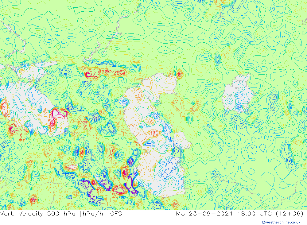 Vert. Velocity 500 hPa GFS Mo 23.09.2024 18 UTC