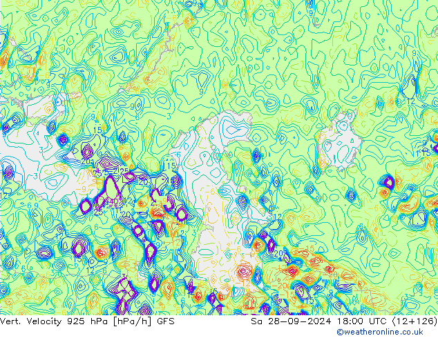 Vert. Velocity 925 hPa GFS so. 28.09.2024 18 UTC