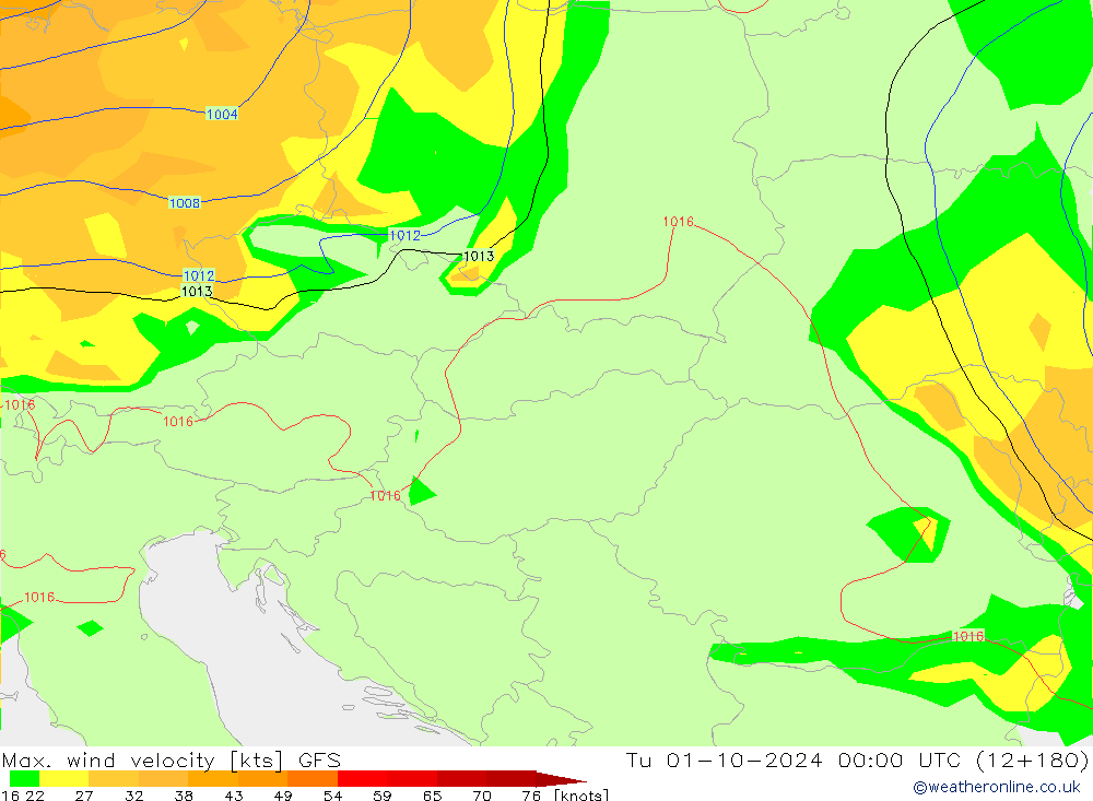 Max. wind velocity GFS mar 01.10.2024 00 UTC