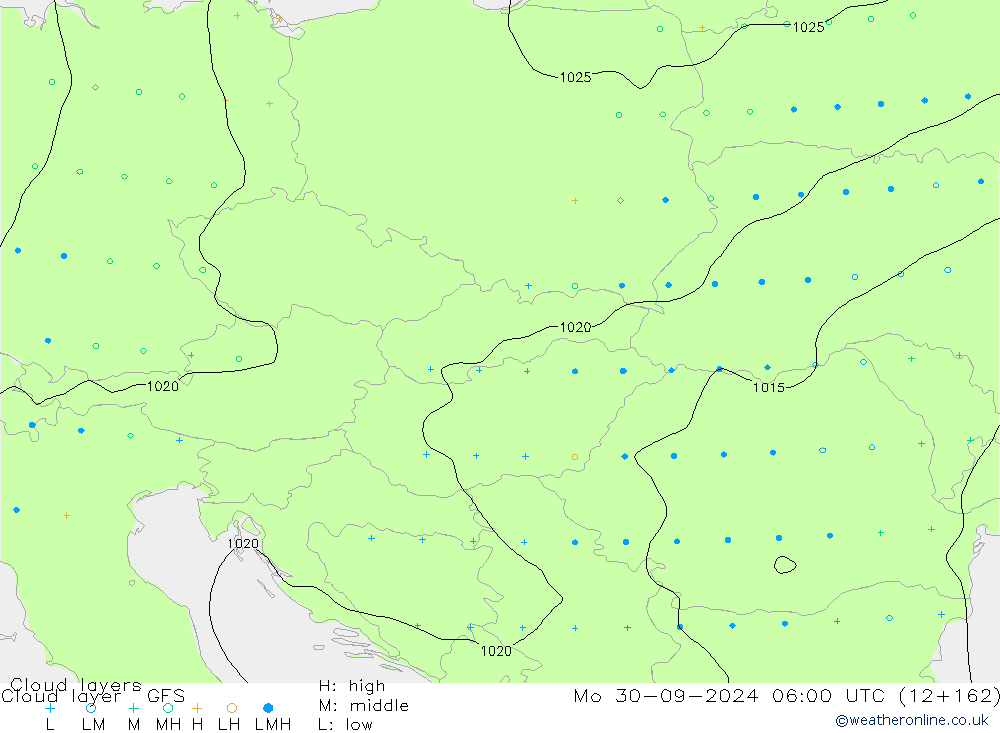 Chmura warstwa GFS pon. 30.09.2024 06 UTC